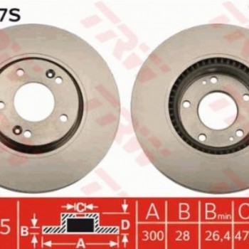 FREN DİSKİ ÖN TK (HAVALI)(300 MM) İX35 10-/SONATA 05-/TUCSON 08-/RIO 1,4 11-/SPORTAGE 04-/İ40 11-