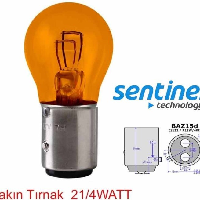 1016 AMPÜL (TURUNCU) 12V-21W ÇİFT DUY ŞAŞ VE YAKIN TIRNAK