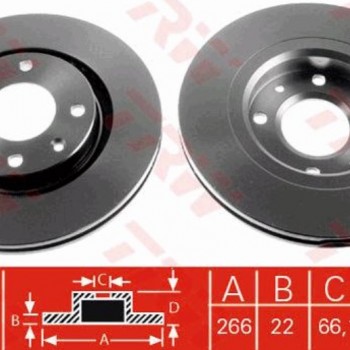 FREN DİSKİ ÖN TK (HAVALI)(4D 266MM) BERLINGO/C-ELYSEE/C2 1,6/C3-C4-C5-DS3 1,6HDI/XSARA-C4 1,6HDI/C5 2,0/C5 2,2/CROSSLAND X/P206-P207-P208-P301-P307-P1007-P3008-PARTNER-DS3
