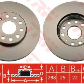 FREN DİSKİ ÖN TK (HAVALI)(288 MM) CADDY3-GOLF5-JETTA3-TOURAN-SCIROCCO-SUPERB-OCTAVIA