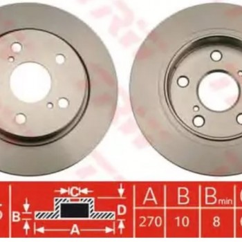 FREN DİSKİ ARKA TK (270 MM)(5 BİJON) COROLLA 07-/COROLLA AURIS 07-