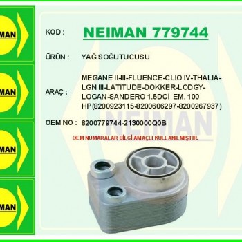 YAĞ SOĞUTUCUSU FLUENCE-MEGAN2 105LİK-CLIO4-THALIA-LAGUNA3-LATITUDE-LOGAN-DOKKER-LODGY-SANDERO 1,5DCİ