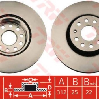 FREN DİSKİ ÖN GOLF7 12-/PASSAT 14-/TIGUAN 16-/TOURAN 15-/AUDI A3 12-/SUPERB 15-/ATECA 16-/LEON 15-