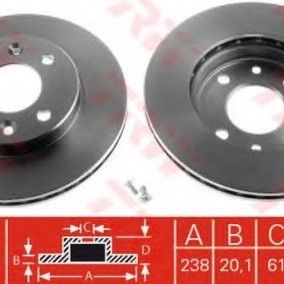 FREN DİSKİ ÖN TK (HAVALI)(238MM) CLIO 1,4 16V-1,5DCİ-1,6 16V/KANGO 1,4-1,9D/MEGAN 1,4-1,6 8V-R19-R21