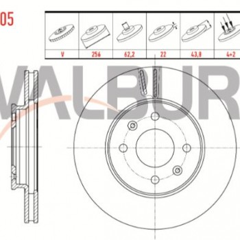 FREN DISKI ON HAVALI 4 BJN 256X22X62,1X43,5 HYUNDAI ACCENT BLUE 1.6 CRDI 2012- / ACCENT BLUE 1.4 CVVT 2012-