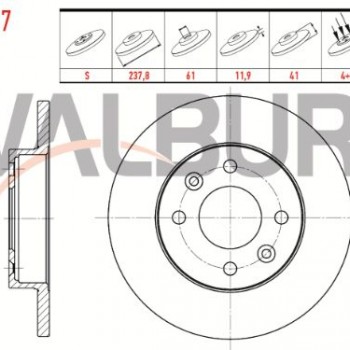 FREN DISKI ON DUZ 4 BJN 237,8X11,9X61X41 RENAULT R 9 1.4 1985-2000/ EXPRESS 1.4 - 1.9 D -1.6 D 1985-1998/ R 11 1.4 -1.6 - 1.7 1983-1995/ R 19 1.4 - 1.6 - 1.8i - 1.7 - 1.9 D 1988-2001