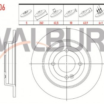 FREN DISKI ARKA DUZ 4 BJN 262X10X62,5X44,2 HYUNDAI ACCENT BLUE 1.6 CRDI - 1.4 CVVT 2012- / KIA RIO III 1.5 CRDI - 1.4 CRDI - 1.25 CVVT - 1.4 CVVT 4 BJN 2011-2014