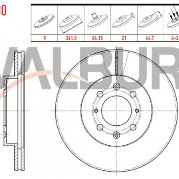FREN DISKI ON HAVALI 4 BJN 261,5X21X64,15X44,7 HONDA CIVIC VII 1.6i 2000-2006 / CIVIC VII 1.4i 2000-2006 / JAZZ IV (GK) 1.3 2016-