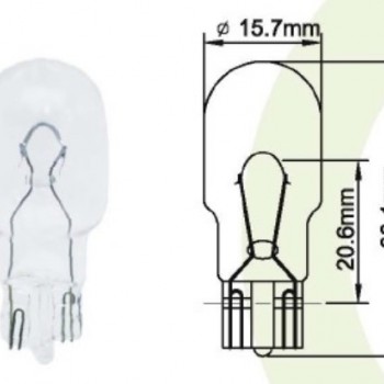 DİPSİZ AMPÜL (T15) 12V-16W (BÜYÜK BOY)(12VT15)