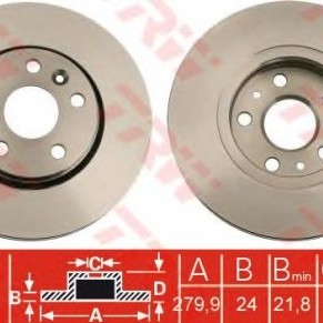 FREN DİSKİ ÖN TK (HAVALI)(280MM)(5 BİJON) KANGO3-MERCEDES CITAN 1,5DCİ-1,6 16V