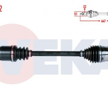 KOMPLE AKS SOL ON FIAT GRANDE PUNTO (199) 1.2 MPI M-T UZUNLUK 647mm 2005-2012