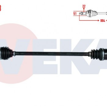 KOMPLE AKS SAG ON FIAT GRANDE PUNTO (199) 1.2 MPI M-T UZUNLUK 884mm 2005-2012