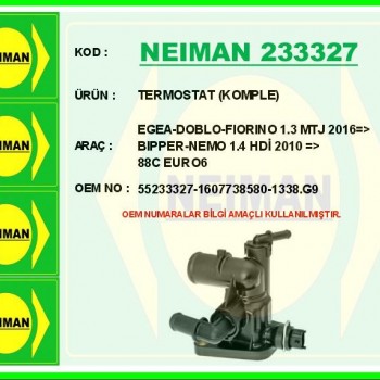TERMOSTAT KOMPLE MÜŞÜRLÜ (88°) DOBLO4-FIORINO-PUNTO-EGEA 1,3MJ 17- EURO6