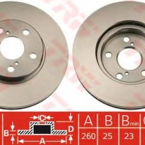 FREN DİSKİ ÖN TK (HAVALI)(260 MM)(5 BİJON) COROLLA VVT 1,6-1,8-2,0-D4D/AVENSIS 1,6-1,8-2,0-D4D